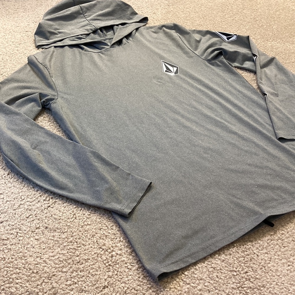 Volcom Stone Tech UV Protection Hoodie Gray Small Lightweight Sweatshirt - Picture 10 of 10